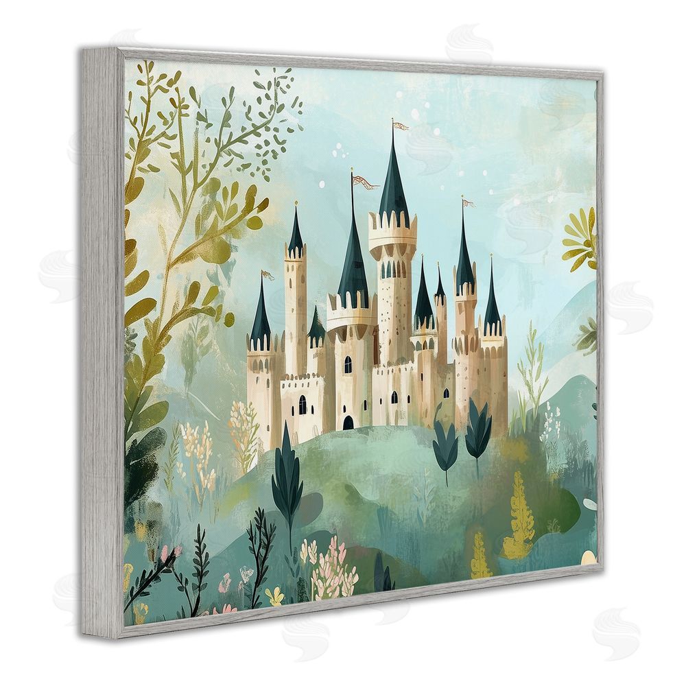 Christine Simpson Art Princess' Castle View Gray Framed Giclee Wall Art Print