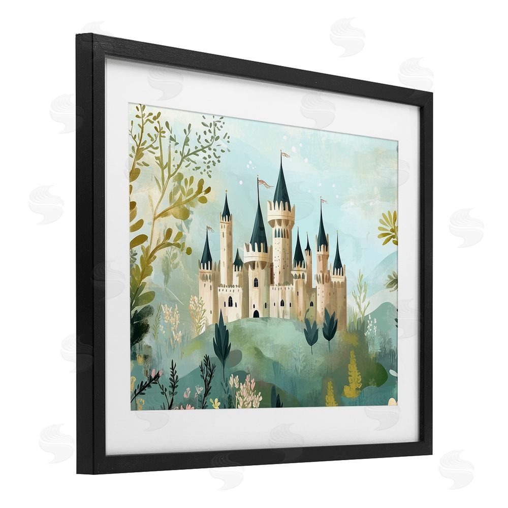 Christine Simpson Art Princess' Castle View Black Framed Print Under Glass Wall Art