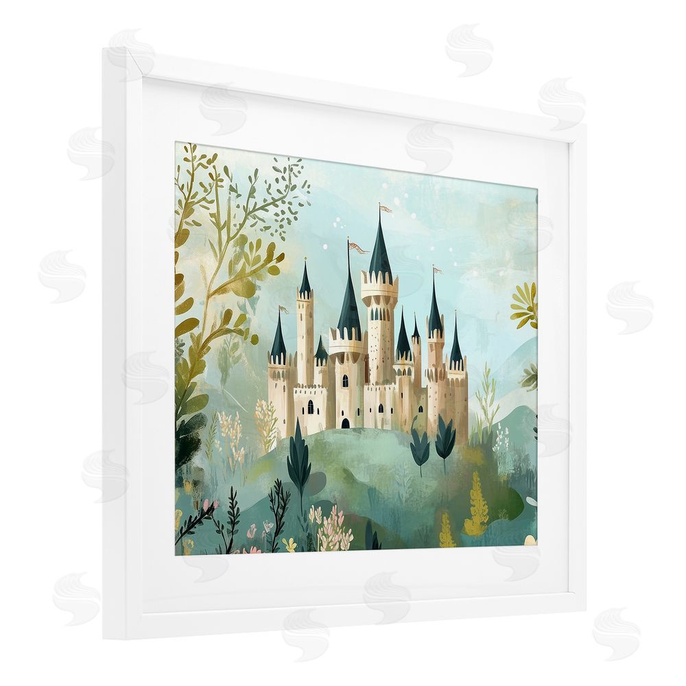 Christine Simpson Art Princess' Castle View White Framed Print Under Glass Wall Art