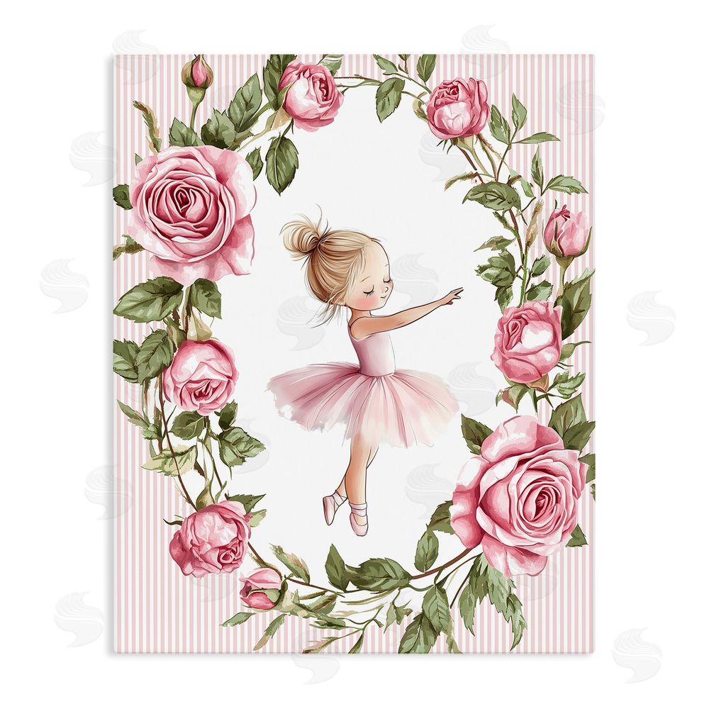 Christine Simpson Art Little Rose Dance Ballerina Stretched Canvas Wall Art Print