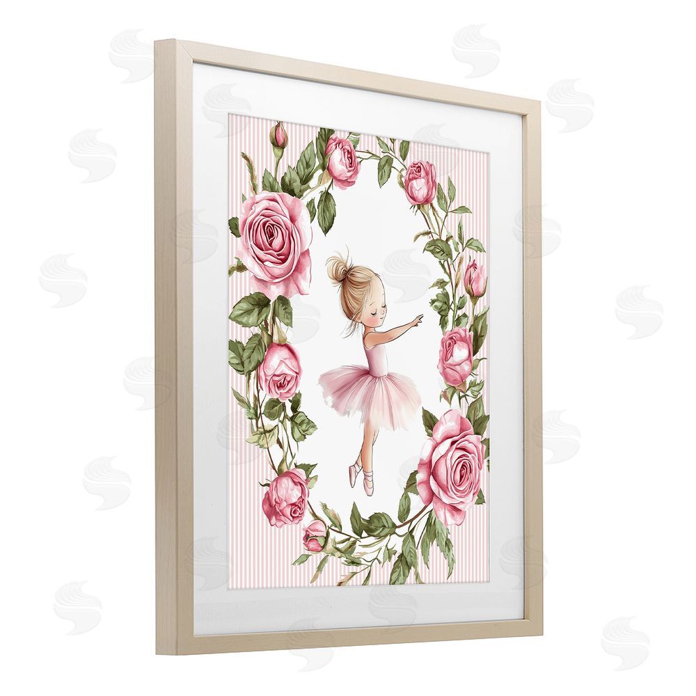 Christine Simpson Art Little Rose Dance Ballerina Brown Framed Print Under Glass Wall Art