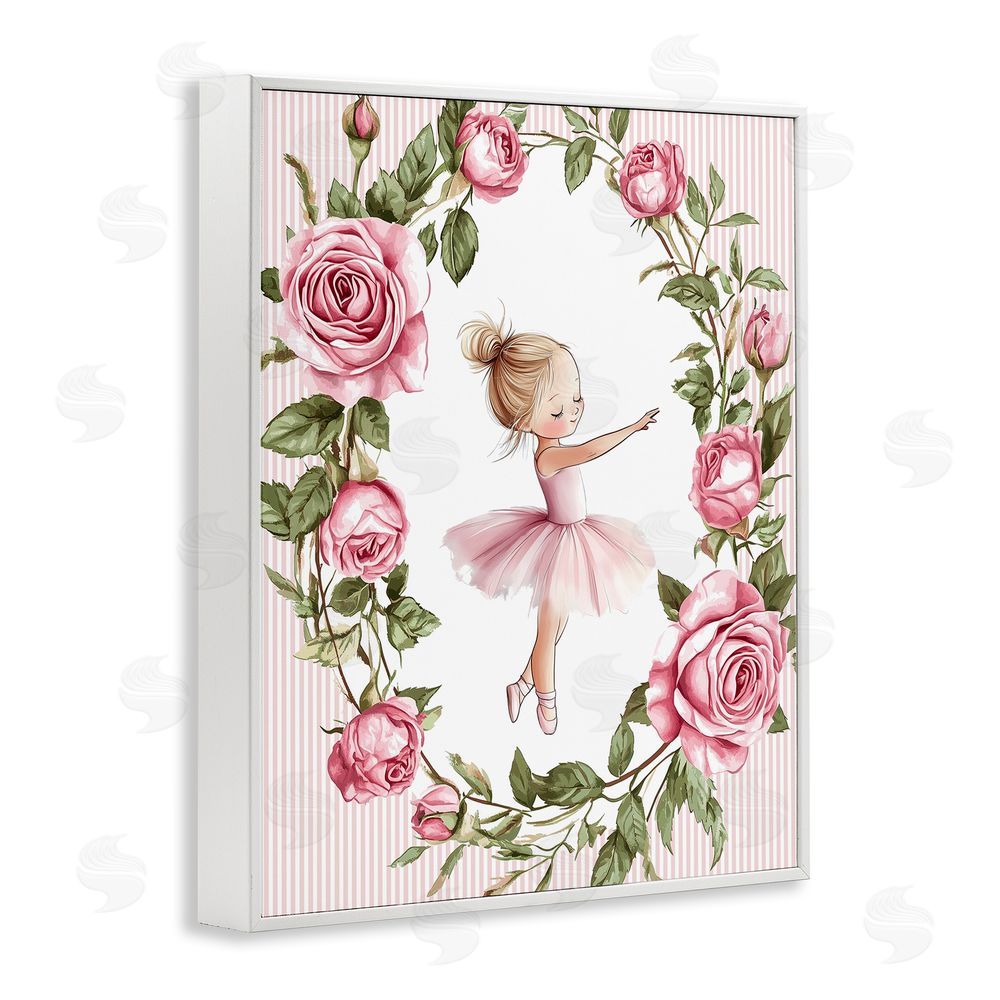 Christine Simpson Art Little Rose Dance Ballerina White Framed Giclee Wall Art Print