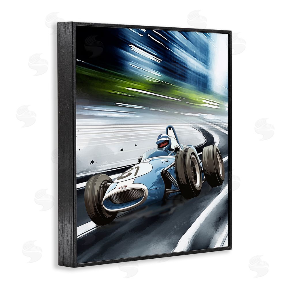 Christine Simpson Art Speeding Racecar Driver Black Framed Giclee Wall Art Print