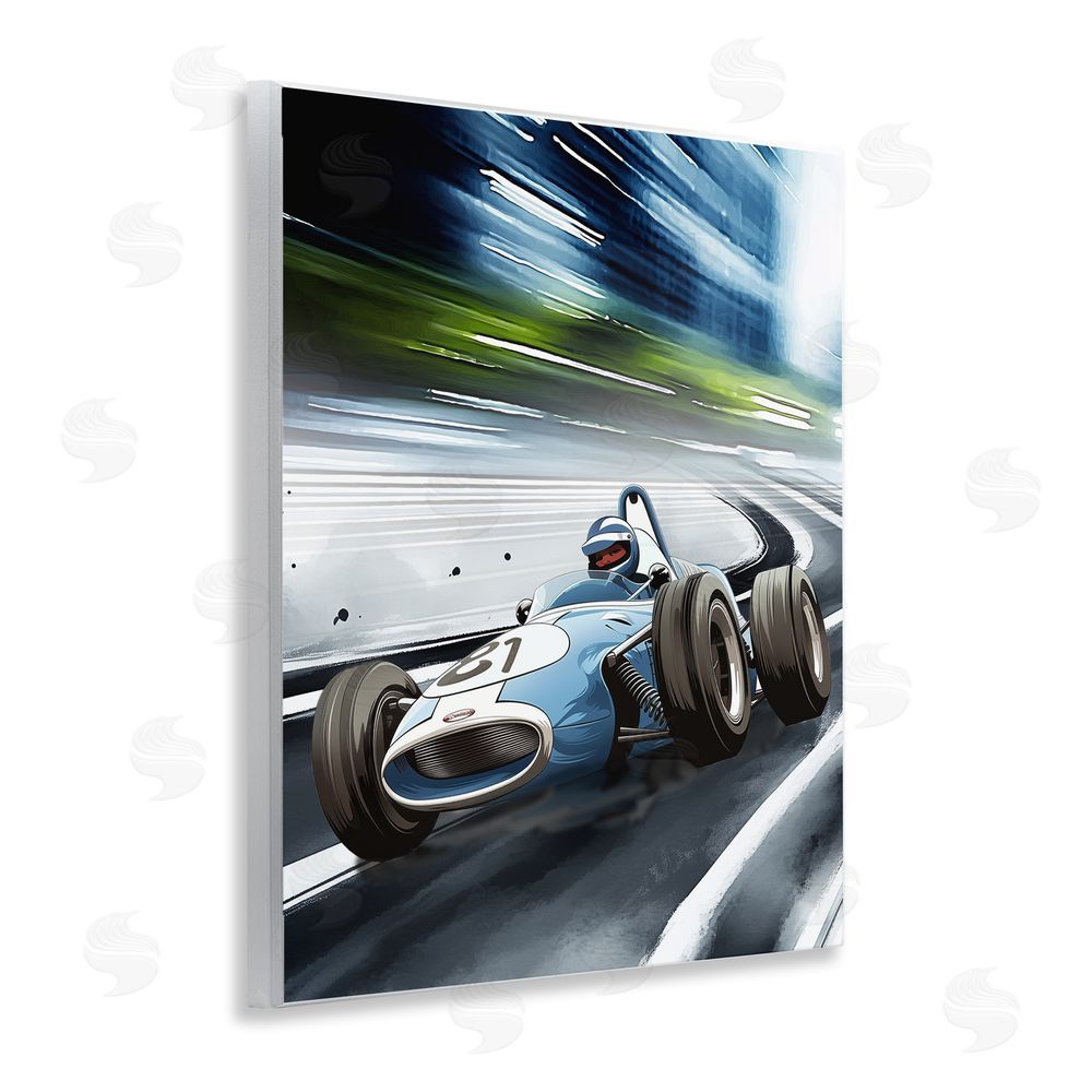 Christine Simpson Art Speeding Racecar Driver Wooden Wall Plaque Art Print