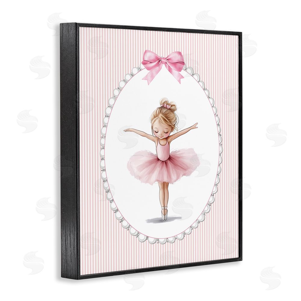 Christine Simpson Art Dancing Pink Ballerina Black Framed Giclee Wall Art Print