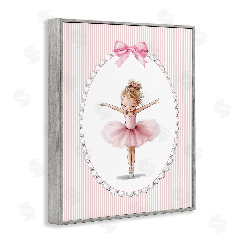 Christine Simpson Art Dancing Pink Ballerina Gray Framed Giclee Wall Art Print