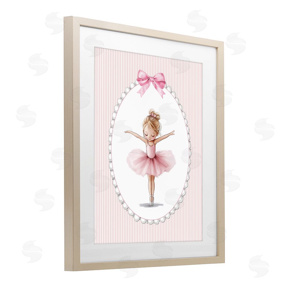 Christine Simpson Art Dancing Pink Ballerina Brown Framed Print Under Glass Wall Art
