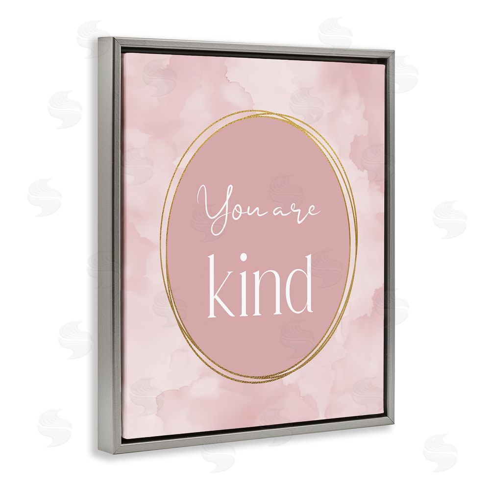 Christine Simpson Art Pink Golden Affirmation Gray Floating Frame Canvas Wall Art Print