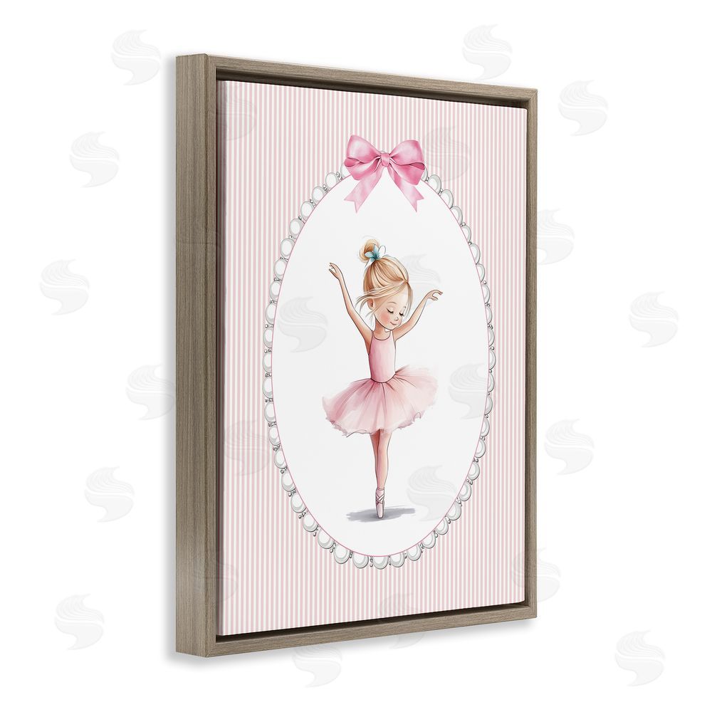 Christine Simpson Art Dance Pink Ballerina Brown Floating Frame Canvas Wall Art Print