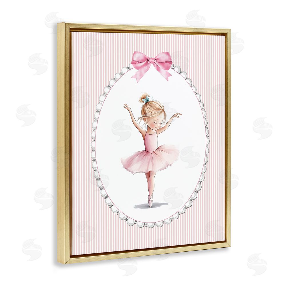 Christine Simpson Art Dance Pink Ballerina Gold Floating Frame Canvas Wall Art Print