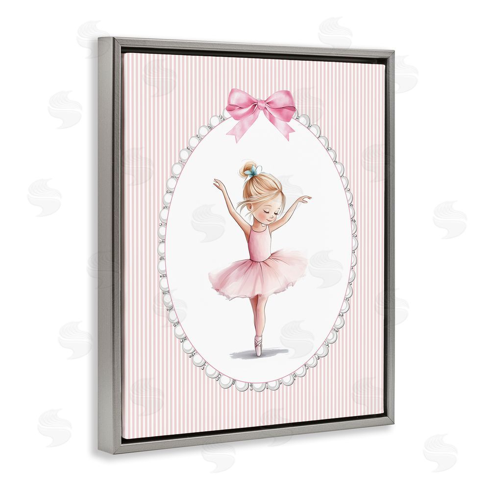Christine Simpson Art Dance Pink Ballerina Gray Floating Frame Canvas Wall Art Print