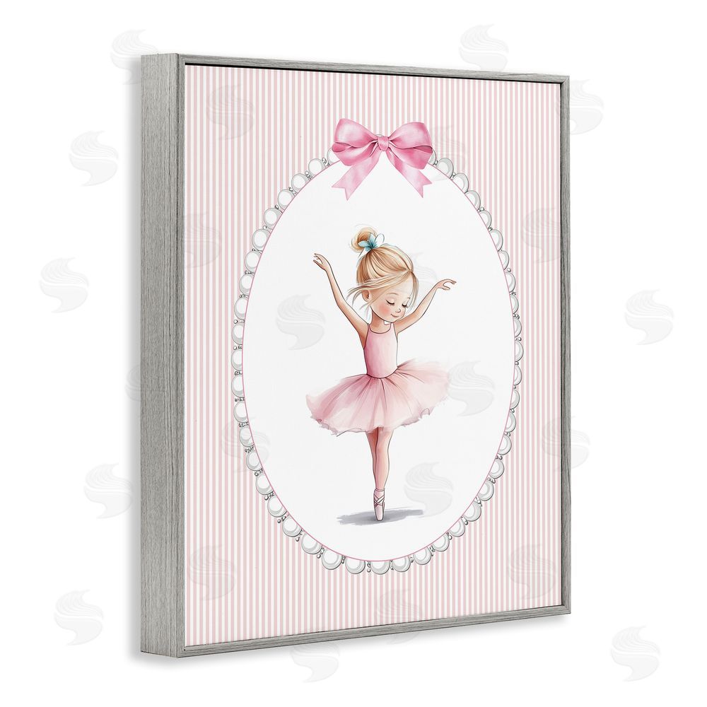 Christine Simpson Art Dance Pink Ballerina Gray Framed Giclee Wall Art Print