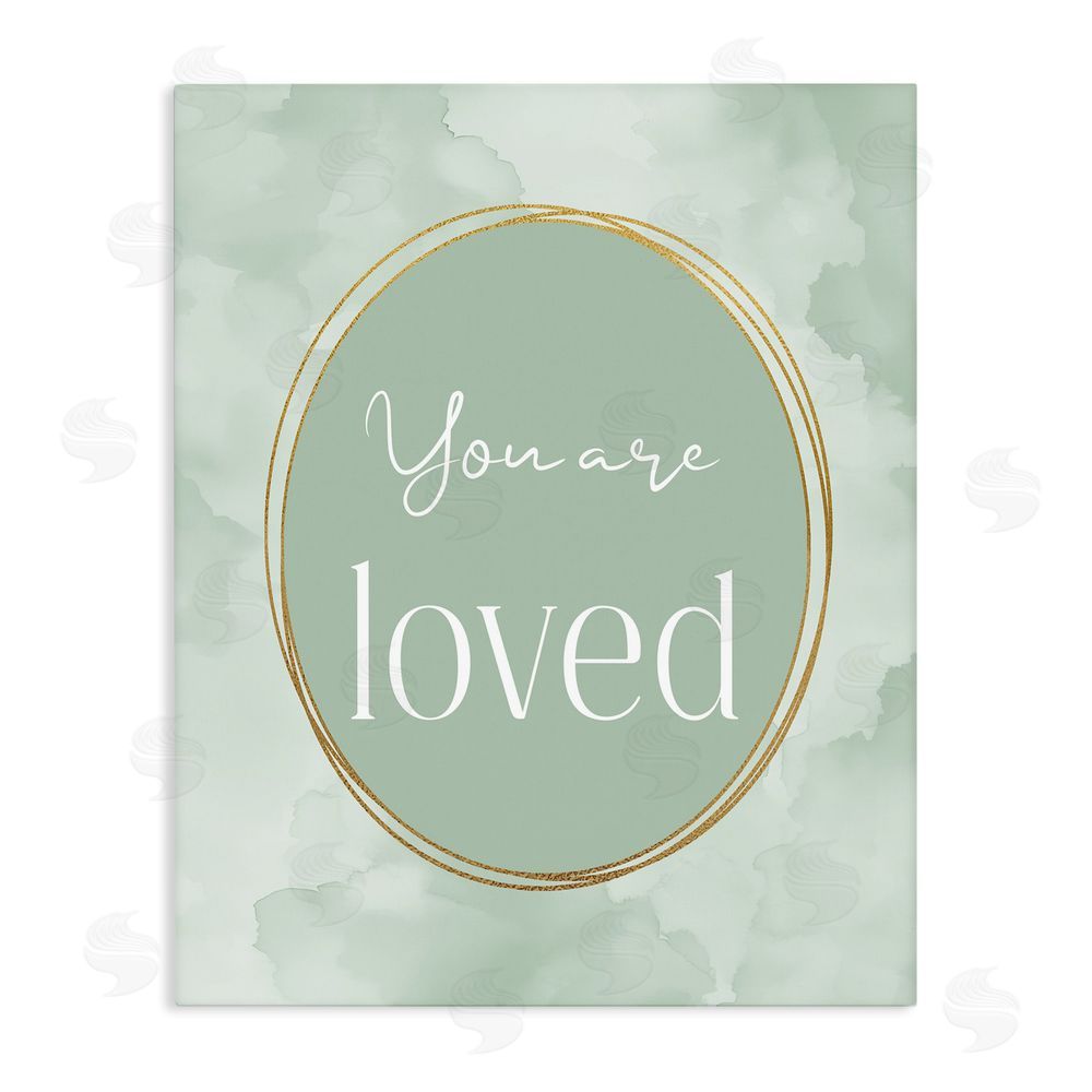 Christine Simpson Art Green Golden Affirmation Stretched Canvas Wall Art Print