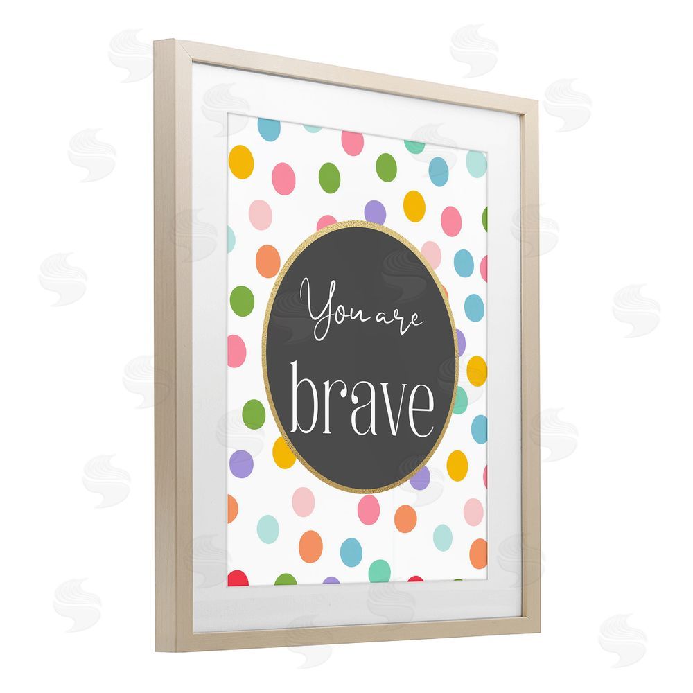 Christine Simpson Art You Are Brave Polka Dots Brown Framed Print Under Glass with Matting Wall Art