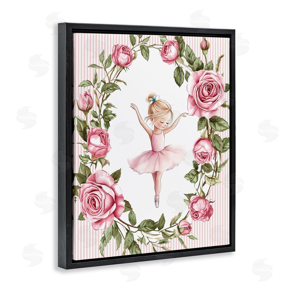 Christine Simpson Art Little Rose Dance Black Floating Frame Canvas Wall Art Print