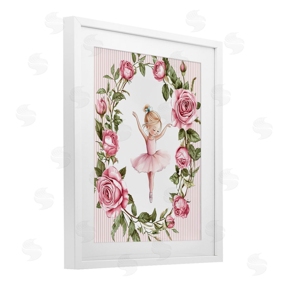 Christine Simpson Art Little Rose Dance White Framed Print Under Glass Wall Art
