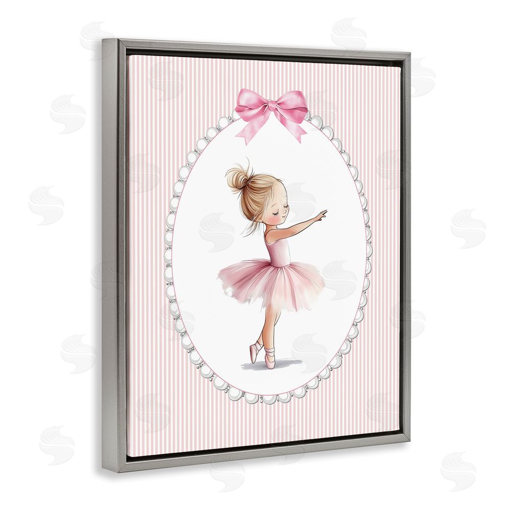 Christine Simpson Art Blush Pink Ballerina Gray Floating Frame Canvas Wall Art Print