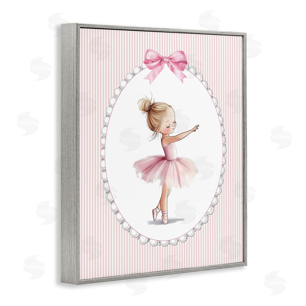 Christine Simpson Art Blush Pink Ballerina Gray Framed Giclee Wall Art Print