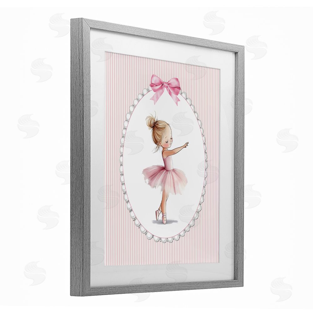 Christine Simpson Art Blush Pink Ballerina Gray Framed Print Under Glass Wall Art