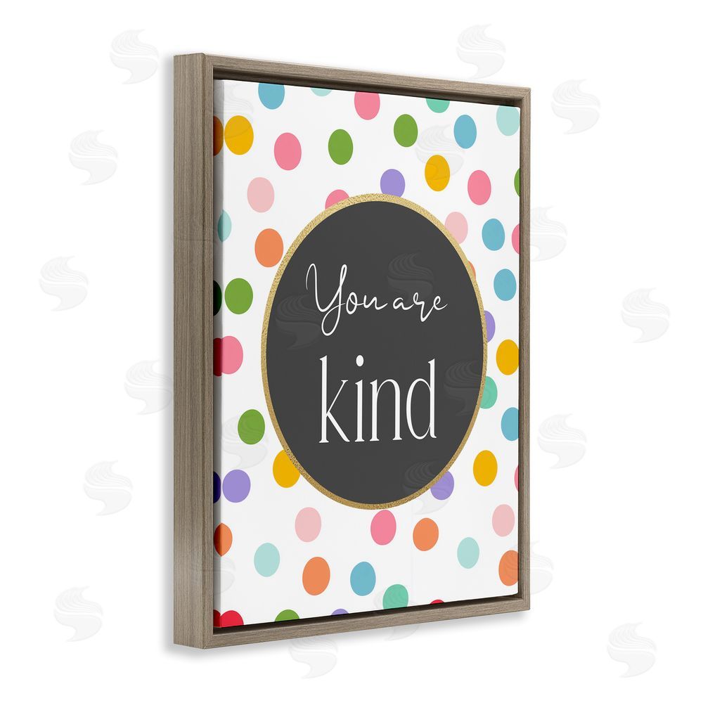 Christine Simpson Art You Are Kind Polka Dots Brown Floating Frame Stretched Canvas Wall Art Print
