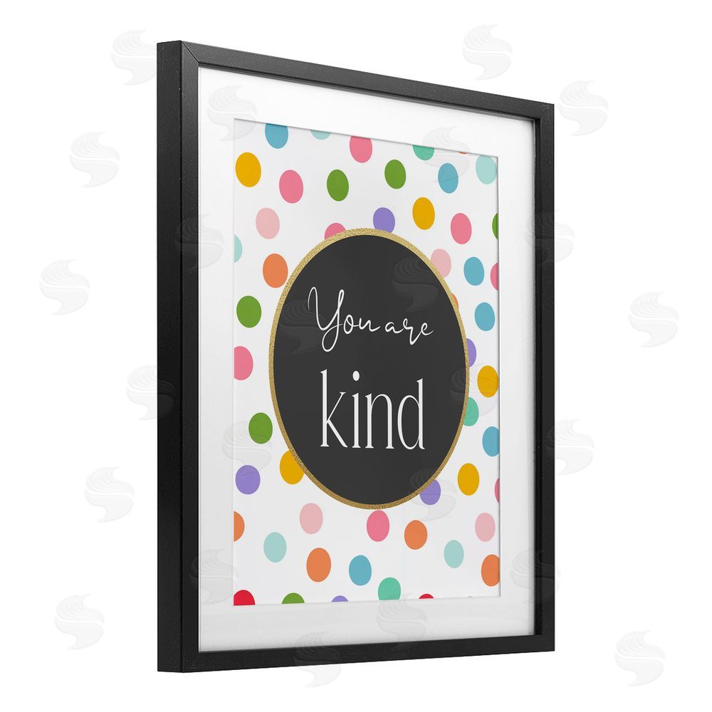 Christine Simpson Art You Are Kind Polka Dots Black Framed Print Under Glass with Matting Wall Art