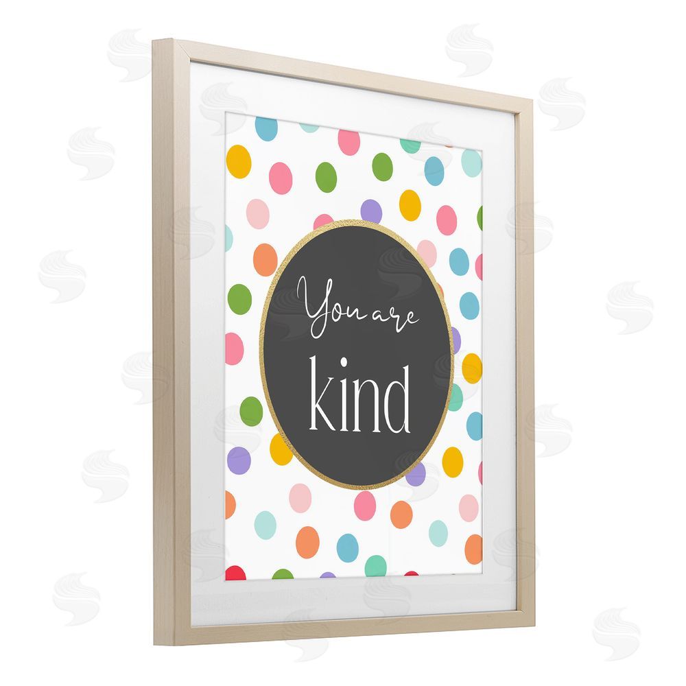 Christine Simpson Art You Are Kind Polka Dots Brown Framed Print Under Glass with Matting Wall Art