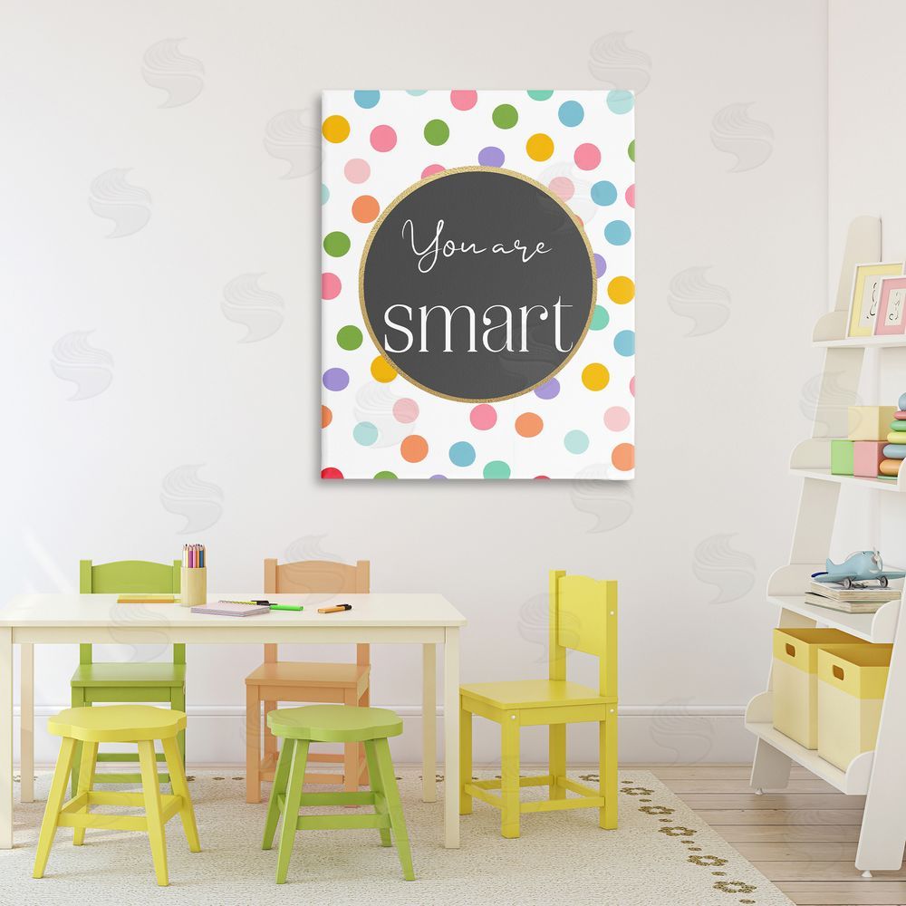 Christine Simpson Art You Are Smart Polka Dots Stretched Canvas Wall Art Print in Room