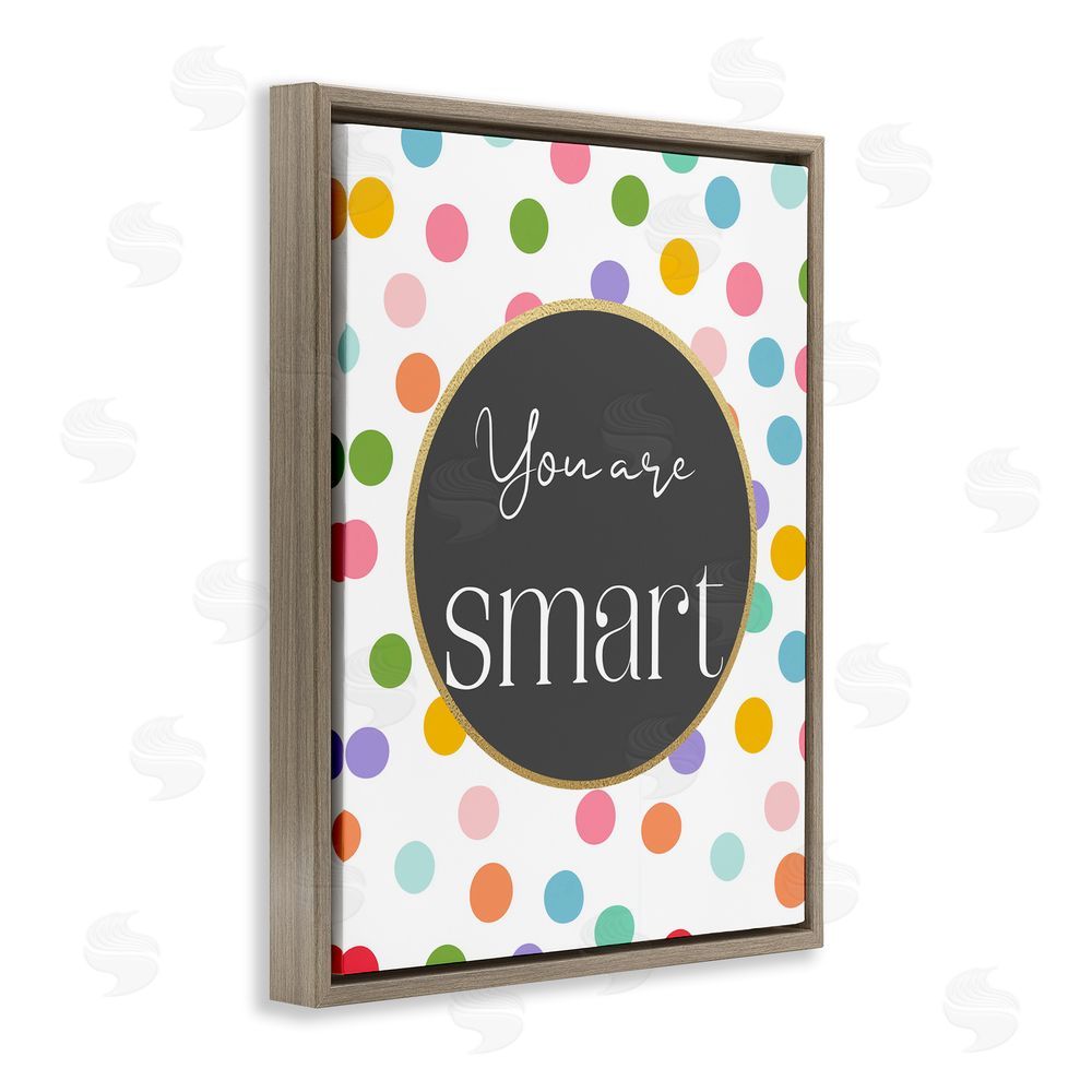 Christine Simpson Art You Are Smart Polka Dots Brown Floating Frame Stretched Canvas Wall Art Print
