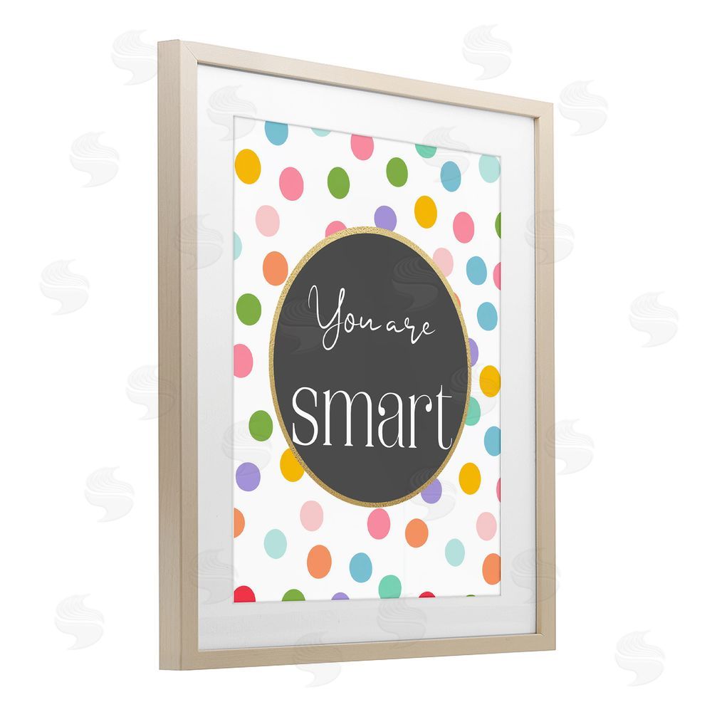 Christine Simpson Art You Are Smart Polka Dots Brown Framed Print Under Glass with Matting Wall Art