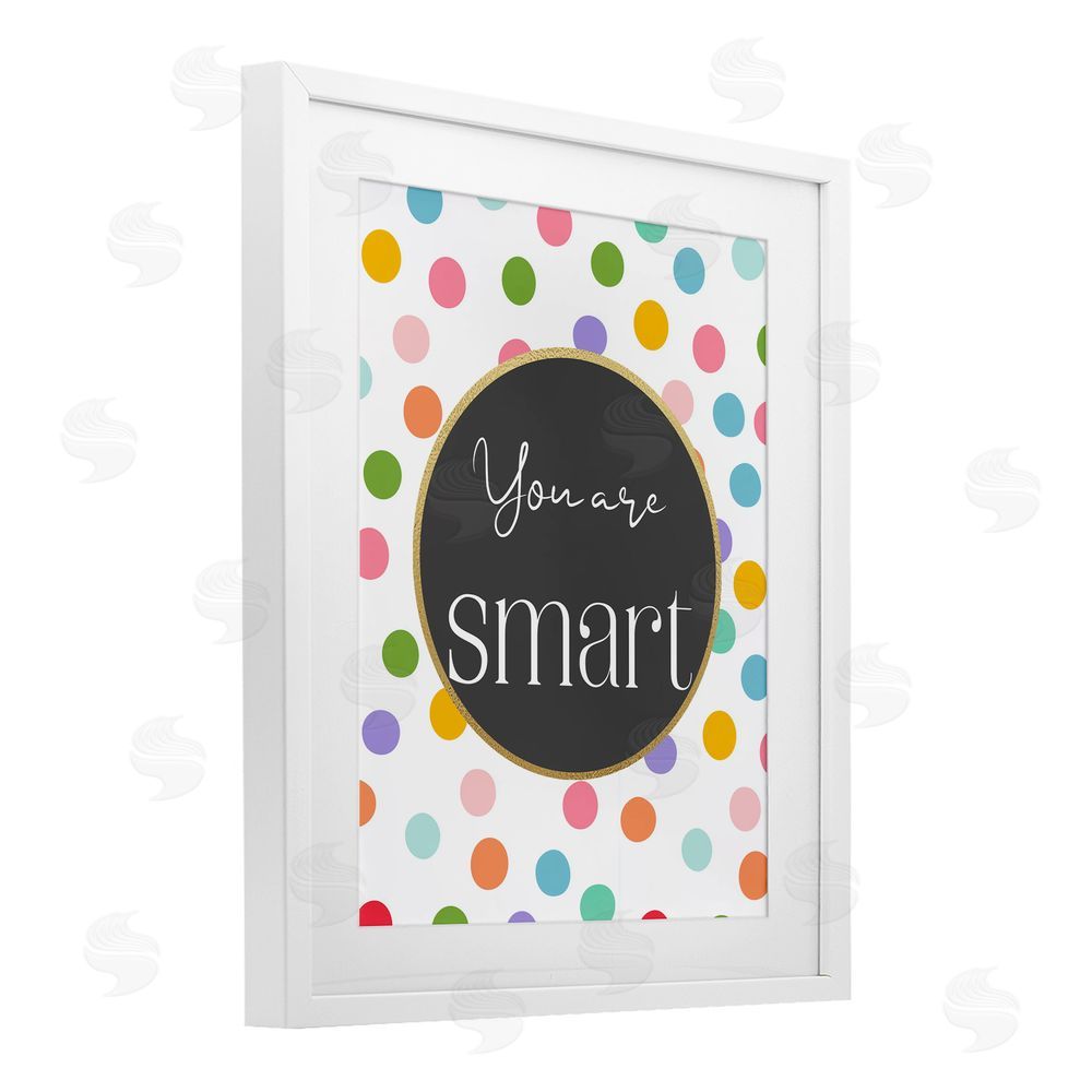 Christine Simpson Art You Are Smart Polka Dots White Framed Print Under Glass with Matting Wall Art