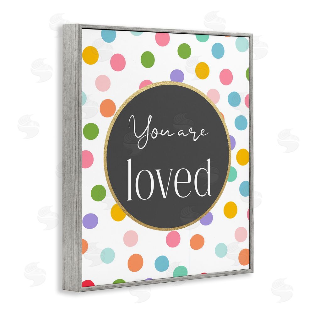 Christine Simpson Art You Are Loved Polka Dots Gray Framed Giclee Wall Art Print