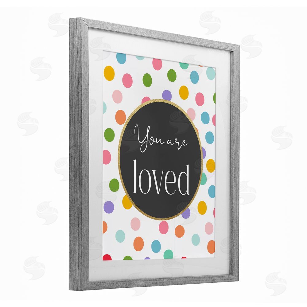 Christine Simpson Art You Are Loved Polka Dots Gray Framed Print Under Glass with Matting Wall Art