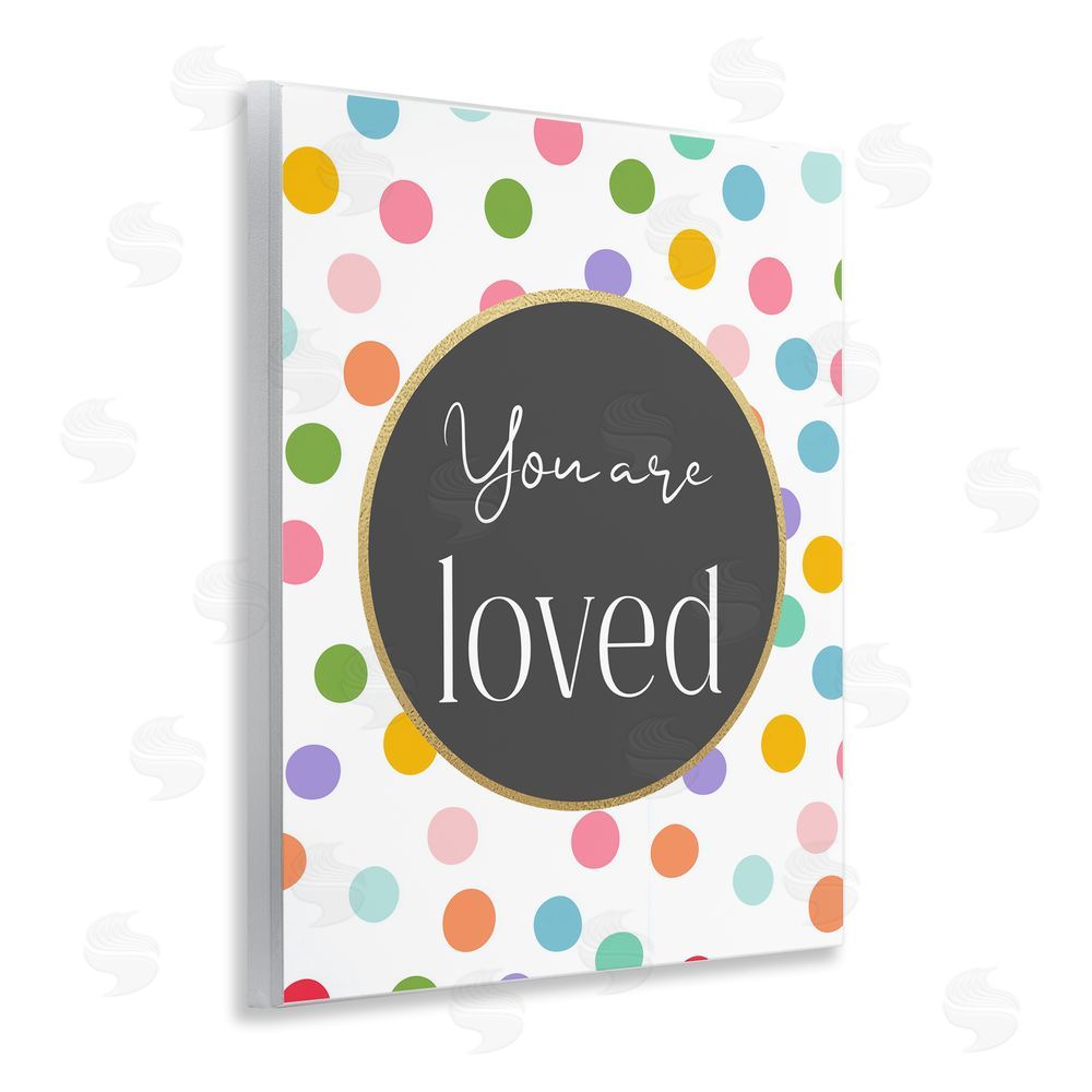 Christine Simpson Art You Are Loved Polka Dots Wall Plaque Art Print with White Foil Wrap