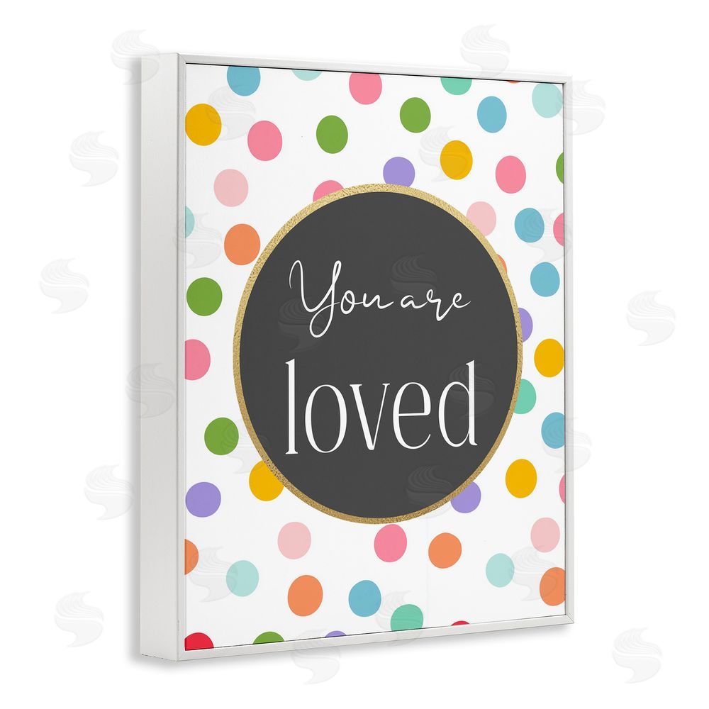 Christine Simpson Art You Are Loved Polka Dots White Framed Giclee Wall Art Print