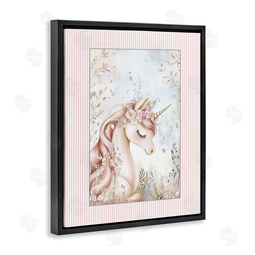 Christine Simpson Art Enchanted Dreams Unicorn Black Floating Frame Canvas Wall Art Print
