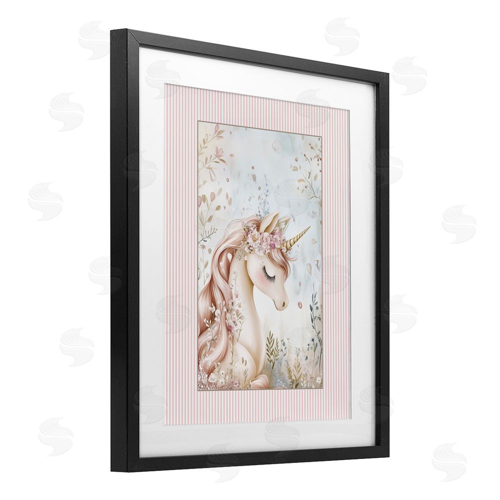 Christine Simpson Art Enchanted Dreams Unicorn Black Framed Print Under Glass Wall Art