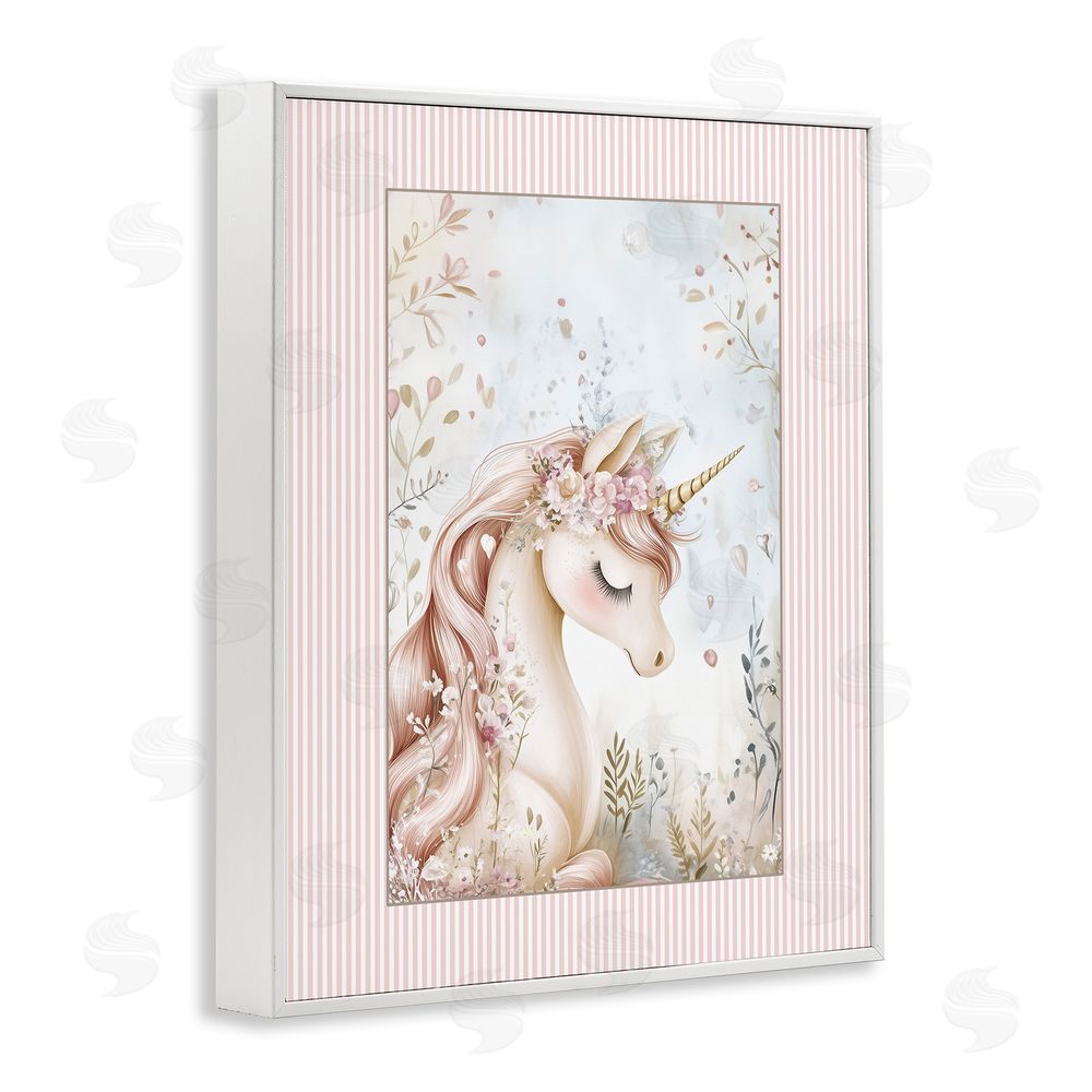 Christine Simpson Art Enchanted Dreams Unicorn White Framed Giclee Wall Art Print