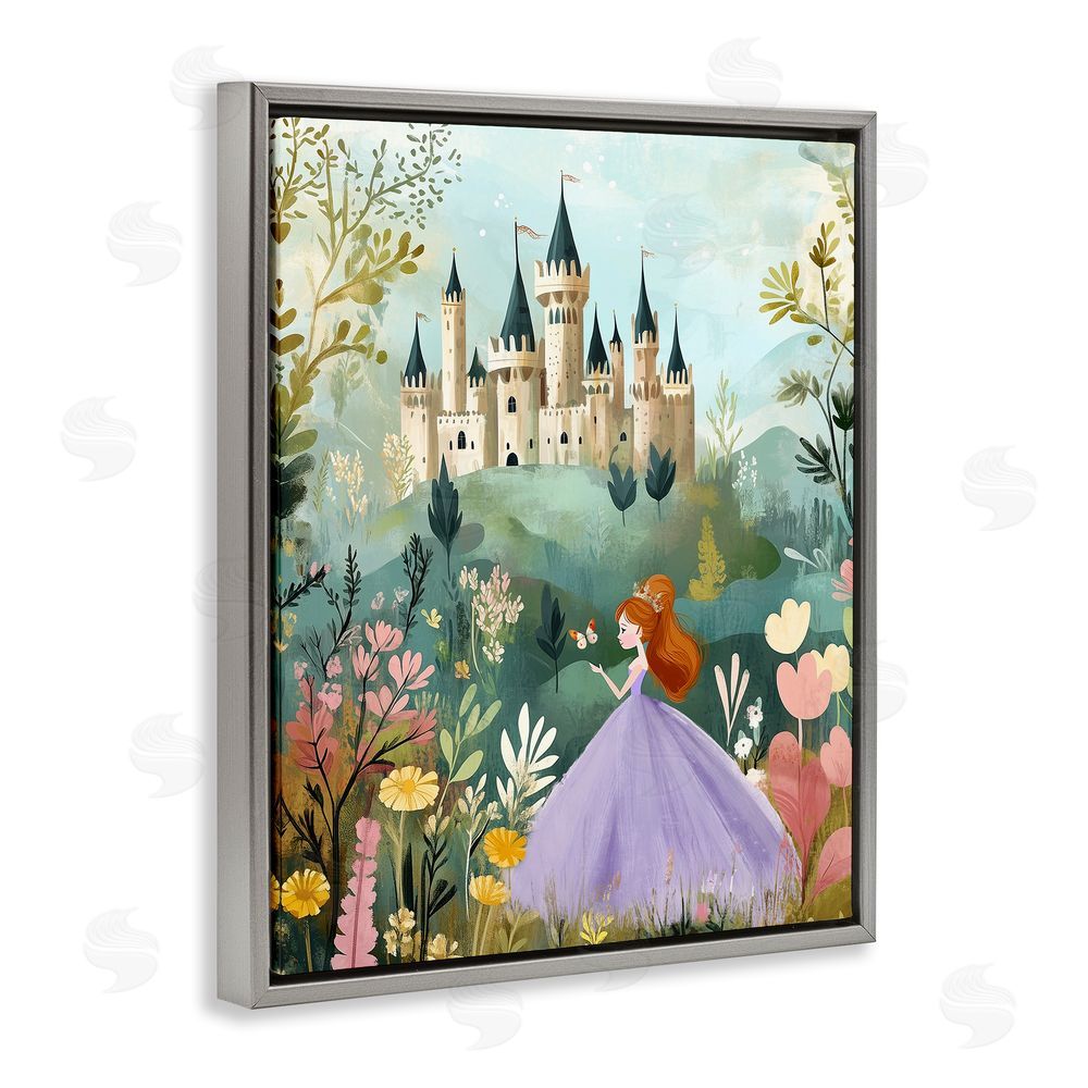 Christine Simpson Art Princess Day Out Gray Floating Frame Canvas Wall Art Print