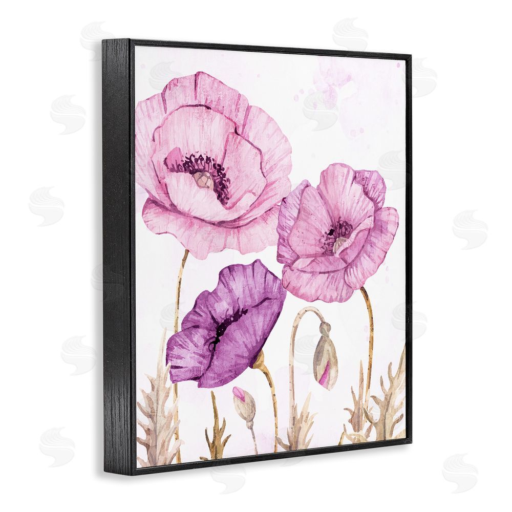 Kim Allen Bright Purple Poppies Black Framed Giclee Wall Art Print