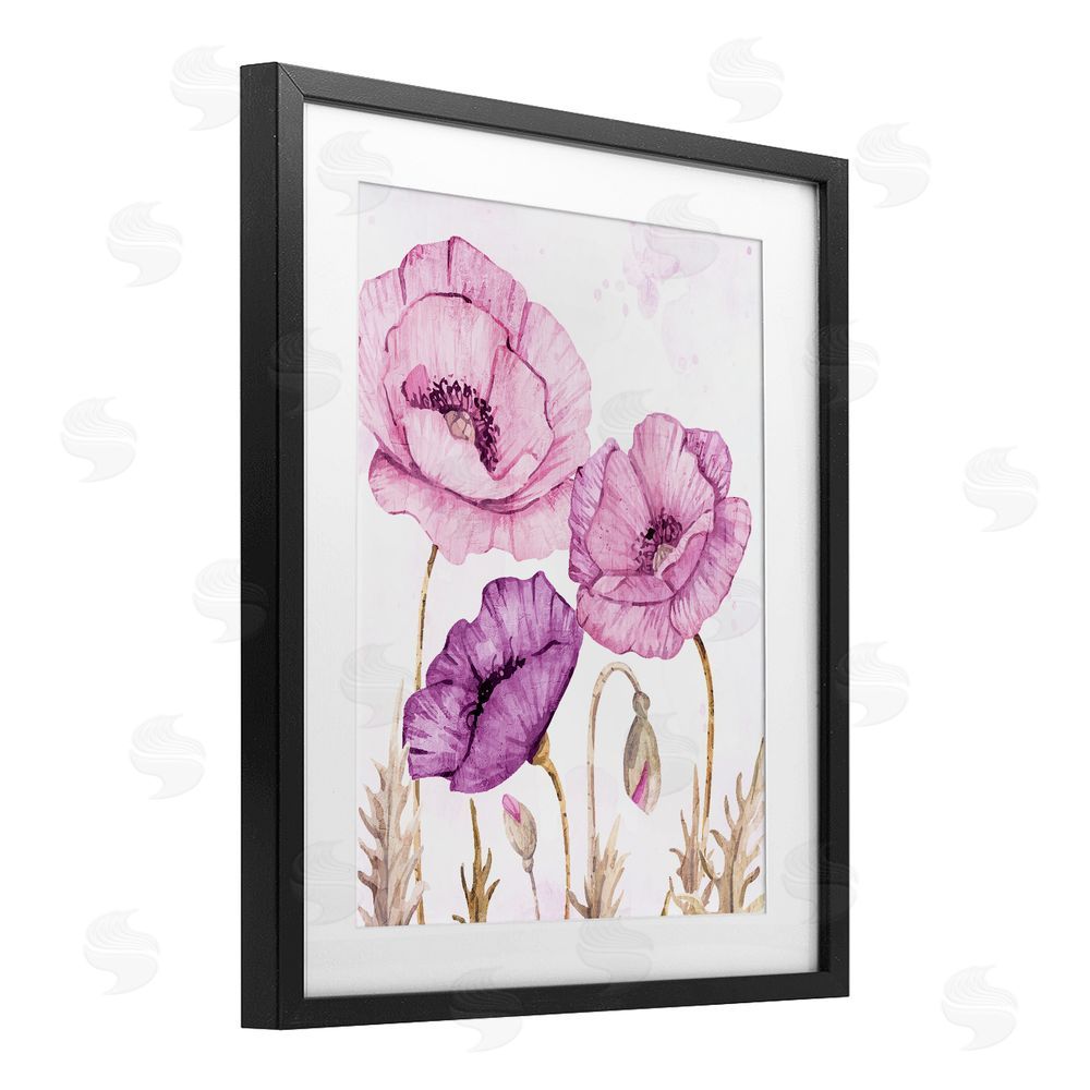 Kim Allen Bright Purple Poppies Black Framed Print Under Glass Wall Art