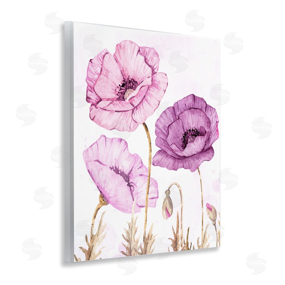 Kim Allen Bright Poppies in Purple Wooden Wall Plaque Art Print