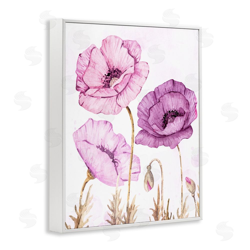 Kim Allen Bright Poppies in Purple White Framed Giclee Wall Art Print