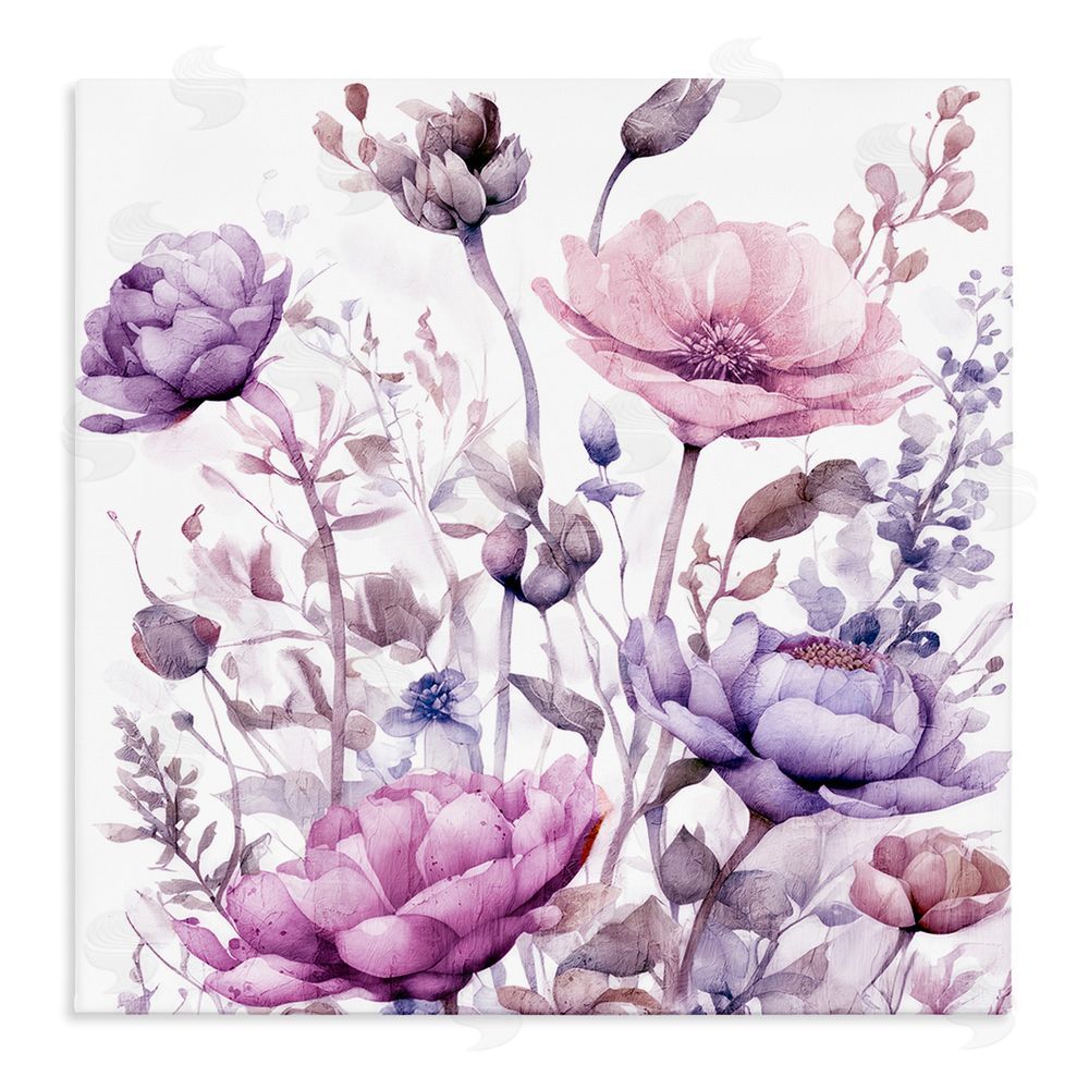 Kim Lewis Purple & Pink Florals Stretched Canvas Wall Art Print