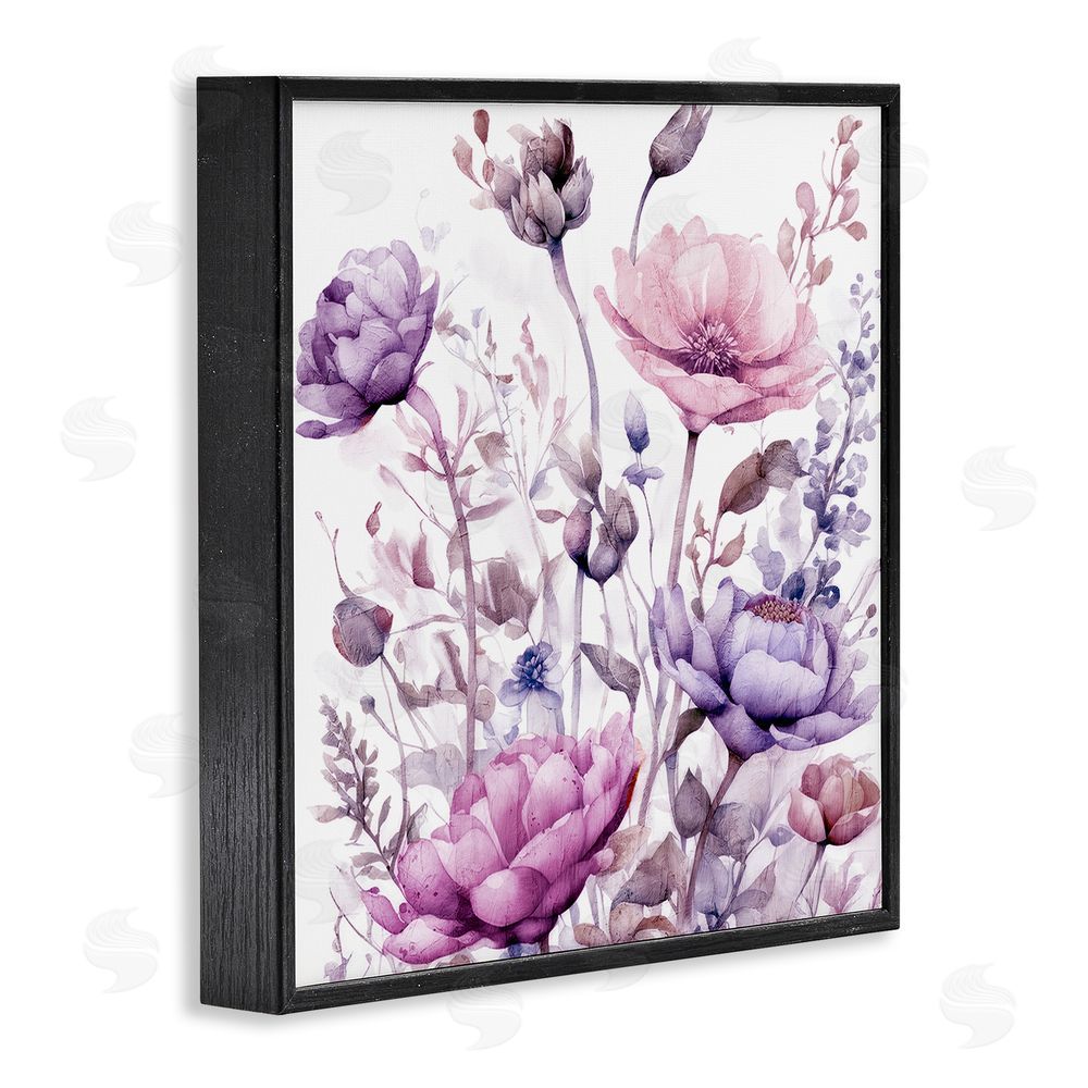 Kim Lewis Purple & Pink Florals Black Framed Giclee Wall Art Print