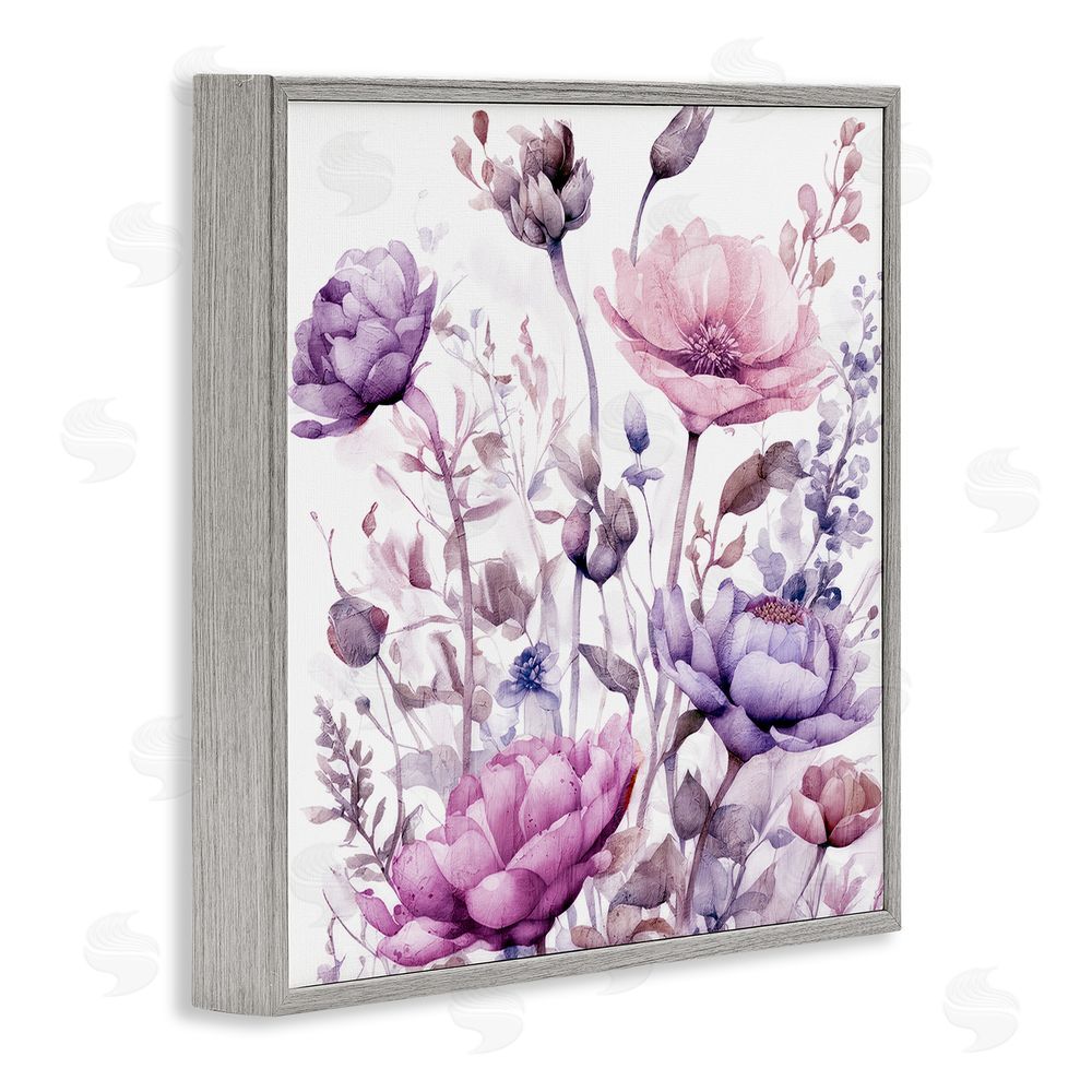 Kim Lewis Purple & Pink Florals Gray Framed Giclee Wall Art Print