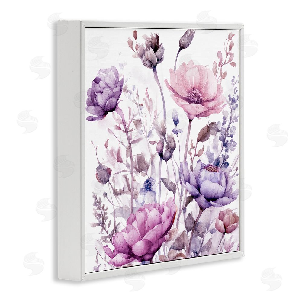 Kim Lewis Purple & Pink Florals White Framed Giclee Wall Art Print