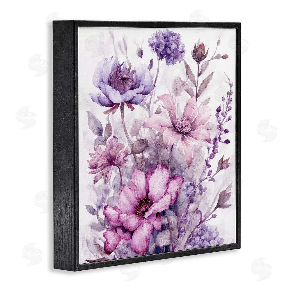 Kim Allen Purple & Blush Florals Black Framed Giclee Wall Art Print
