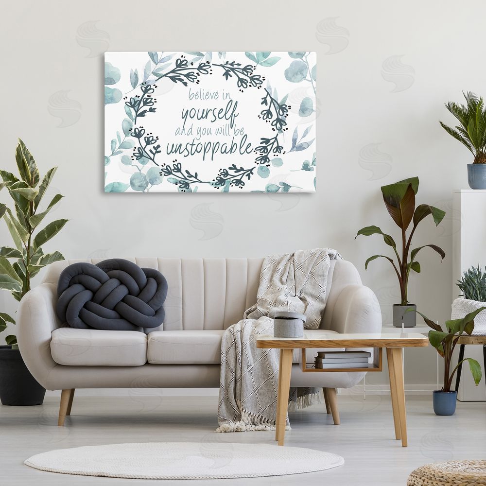 Kim Allen You Will Be Unstoppable Stretched Canvas Wall Art Print in Room