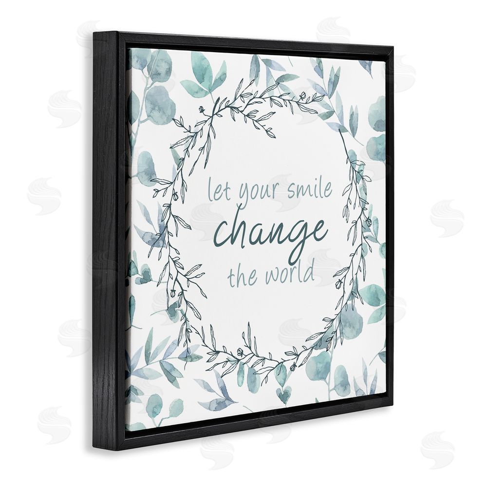 Kim Allen Smile Change The World Black Floating Frame Canvas Wall Art Print