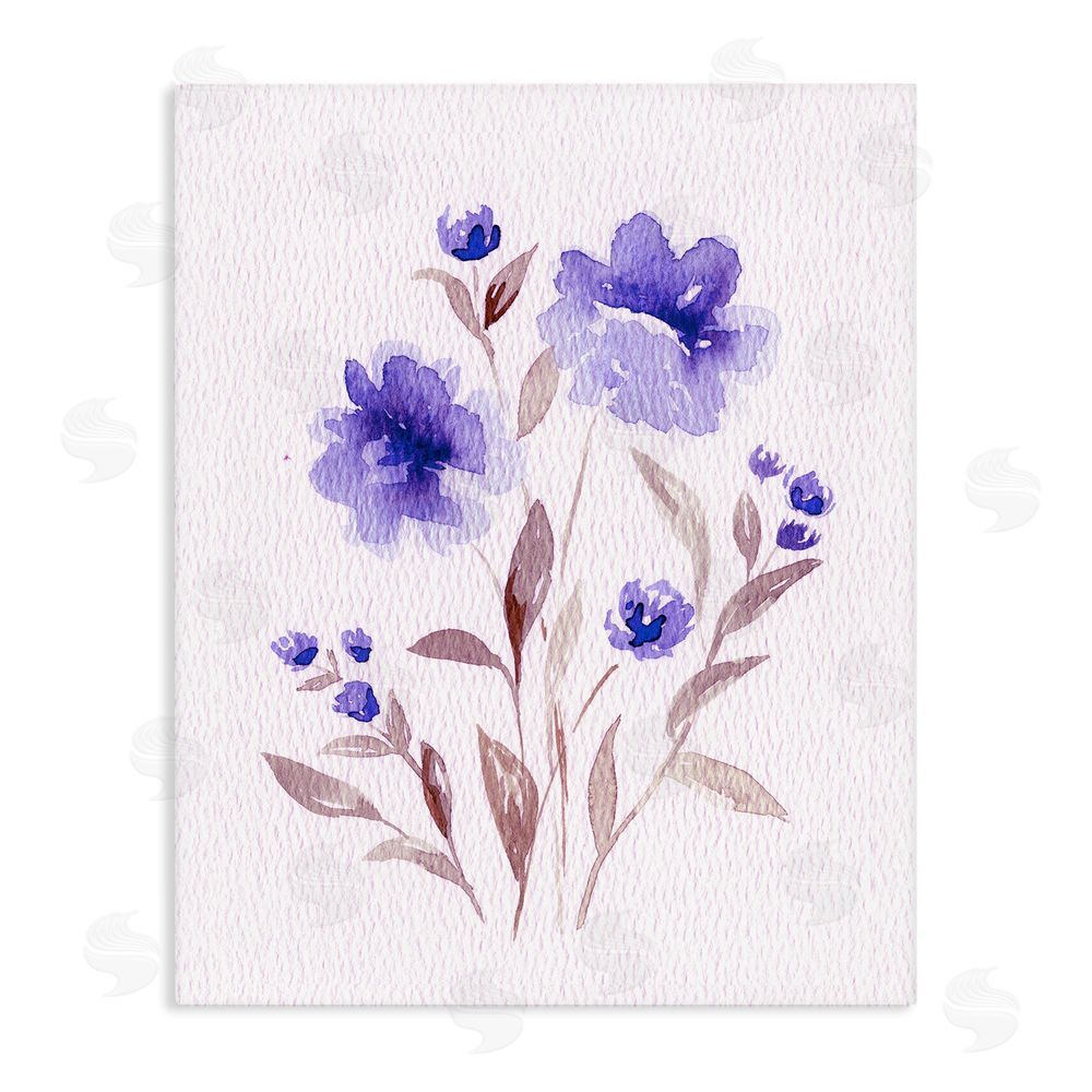 Leah Noel Art Blooming Purple Flowers Stretched Canvas Wall Art Print